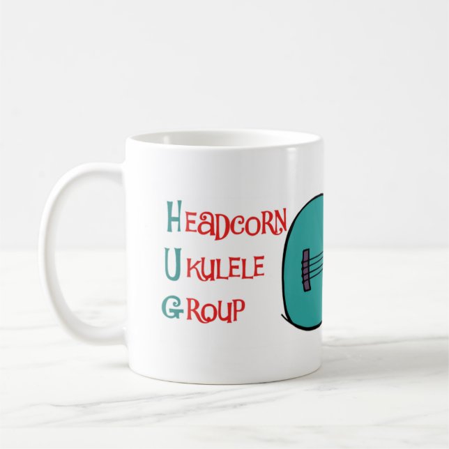 Headcorn Ukulele-Gruppen-Tasse (UMARMUNGS-TASSE!) Kaffeetasse (Links)