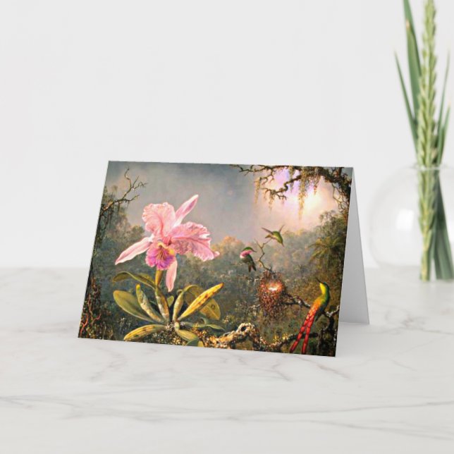 Heade - Cattleya Orchid und Three Hummingbirds Karte (Vorderseite)
