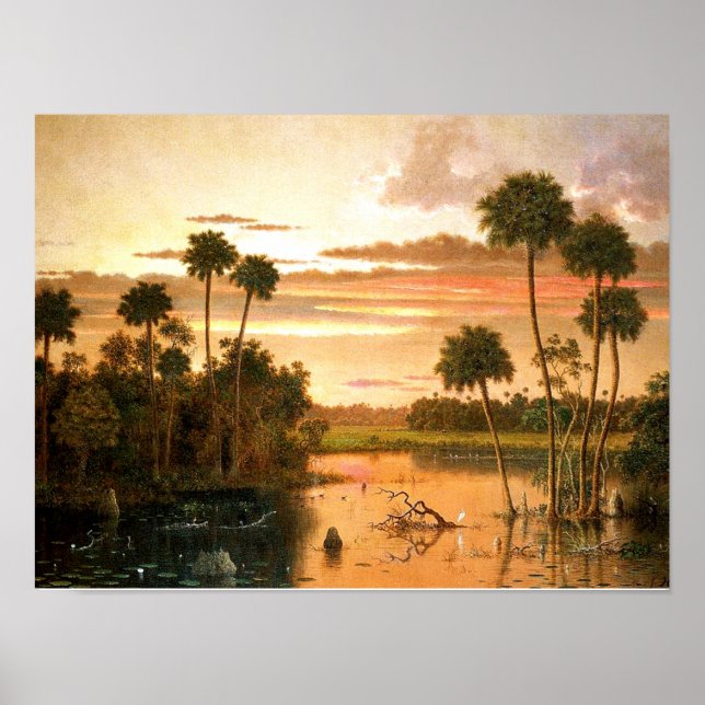 Heade - Great Florida Sunset, Fine Art Malerei Poster (Vorne)