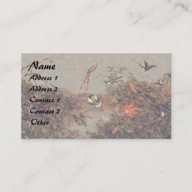Heade Kolibri-Vogel-Blumen-Geschäfts-Karten Visitenkarte (Vorderseite)