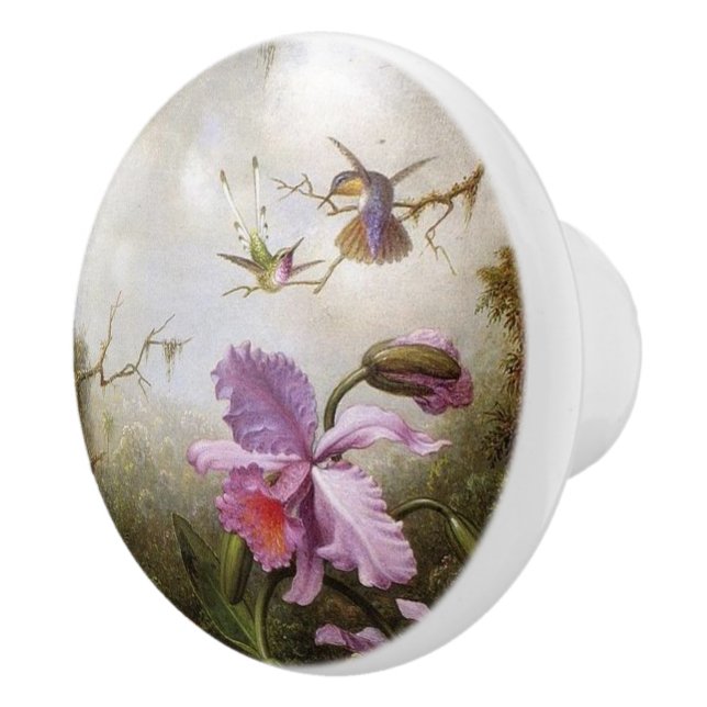 Heade Kolibri-Vogel-Tier-Blumengriff Keramikknauf (Rechts)