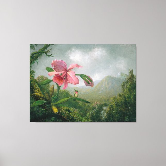 HEADE Orchid and Hummingbird nähe Wasserfall 1902 Leinwanddruck (Vorderseite)