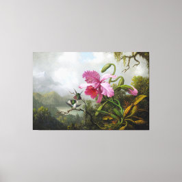 HEADE Orchid and Hummingbirds near a Mountain Lake Leinwanddruck