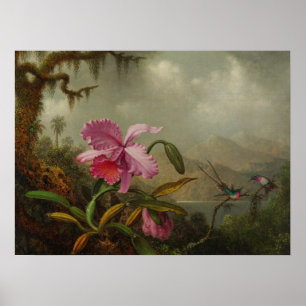 Heade - Orchideen und Kolibris 1875 Poster