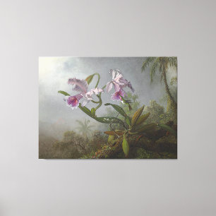 HEADE - Pink Orchids and Hummingbird on a Twig - Leinwanddruck