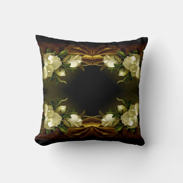 Header Magnolia Blume Gold Velvet Throw Kissen (Vorderseite)
