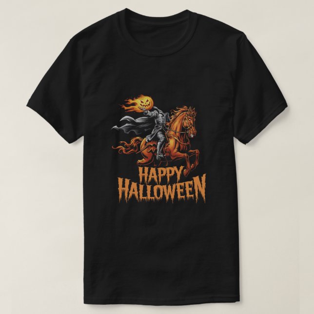 Headless Horseman: Happy Halloween T-Shirt (Design vorne)