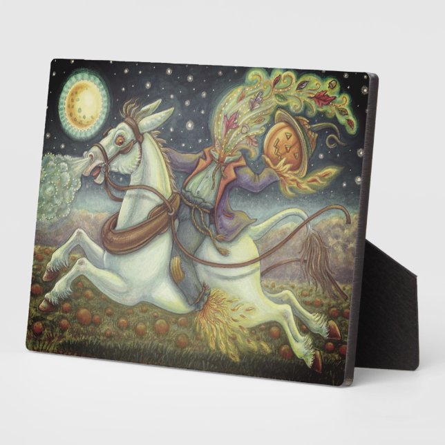 HEADLESS HORSEMAN SCARECROW & WHITE MULE Halloween Fotoplatte (Seite)