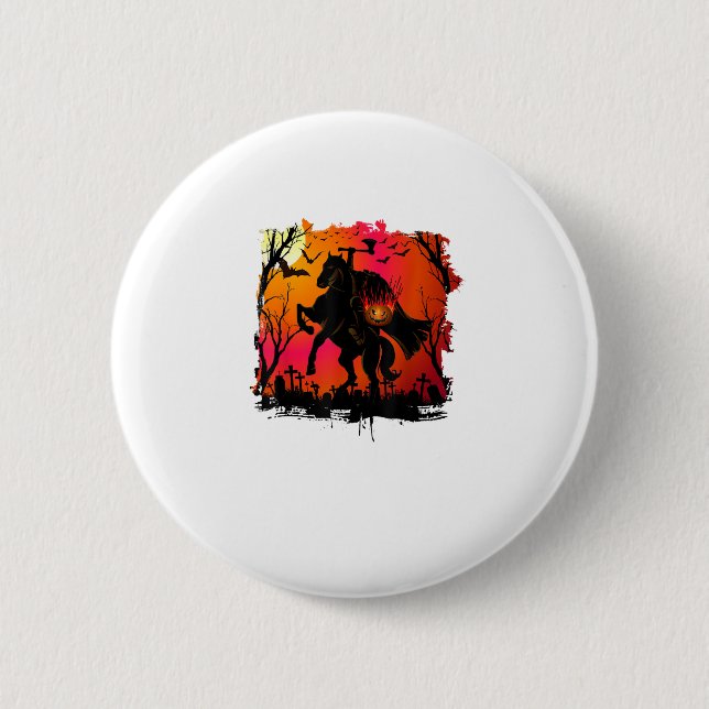 Headless Horseman Shirt Urban Legend Halloween Pum Button (Vorderseite)