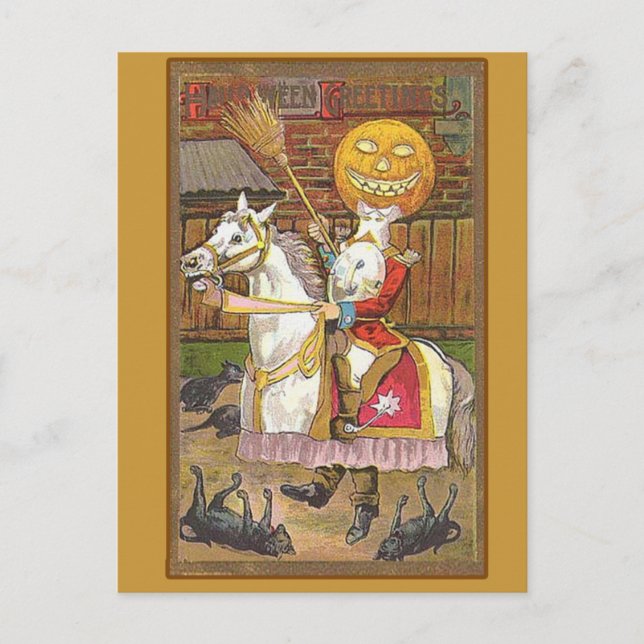 Headless Horseman Viktorianische Vintage Kunst Postkarte (Vorderseite)