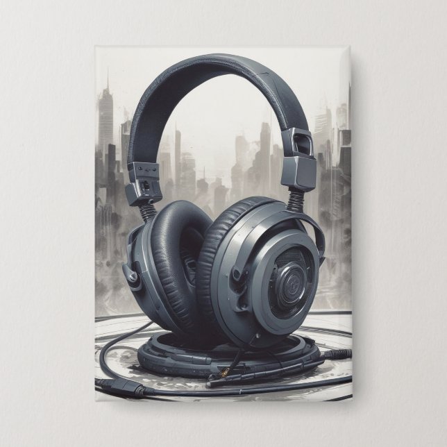 Headphone Artwork Music Lover Button (Vorderseite)
