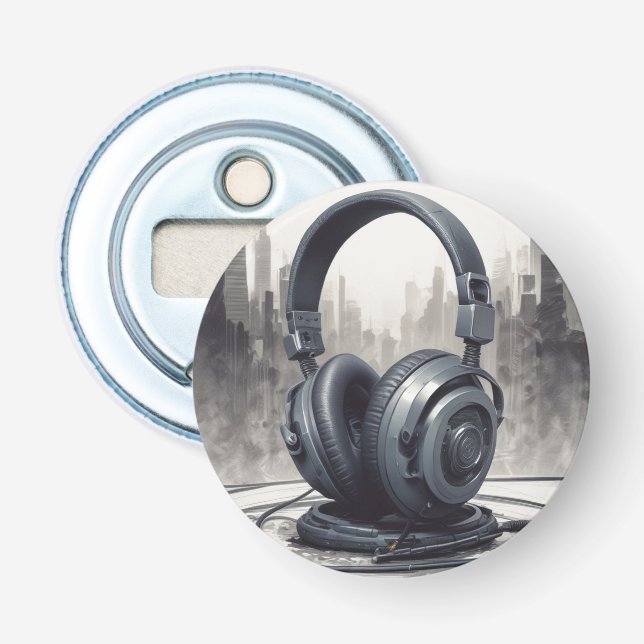 Headphone Artwork Music Lover Flaschenöffner (Vorderseite)