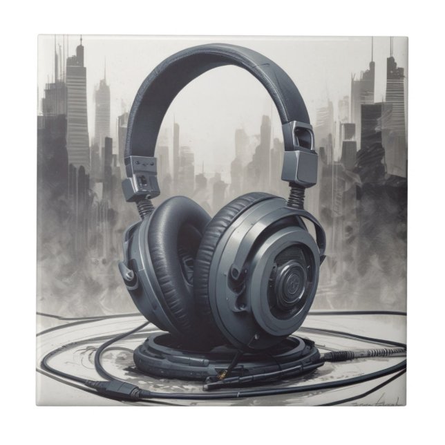Headphone Artwork Music Lover Fliese (Vorderseite)
