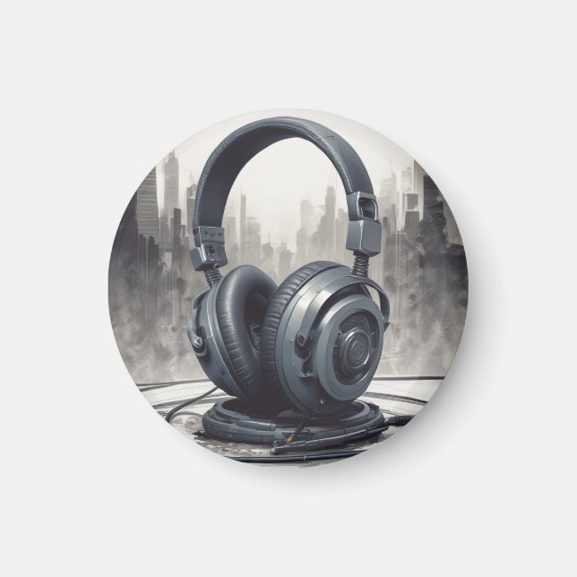 Headphone Artwork Music Lover Magnet (Vorne)