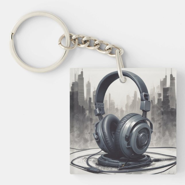 Headphone Artwork Music Lover Schlüsselanhänger (Vorderseite)