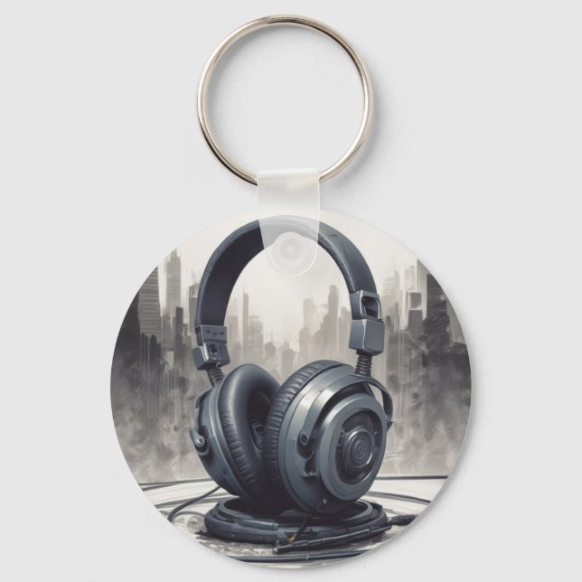 Headphone Artwork Music Lover Schlüsselanhänger (Vorderseite)