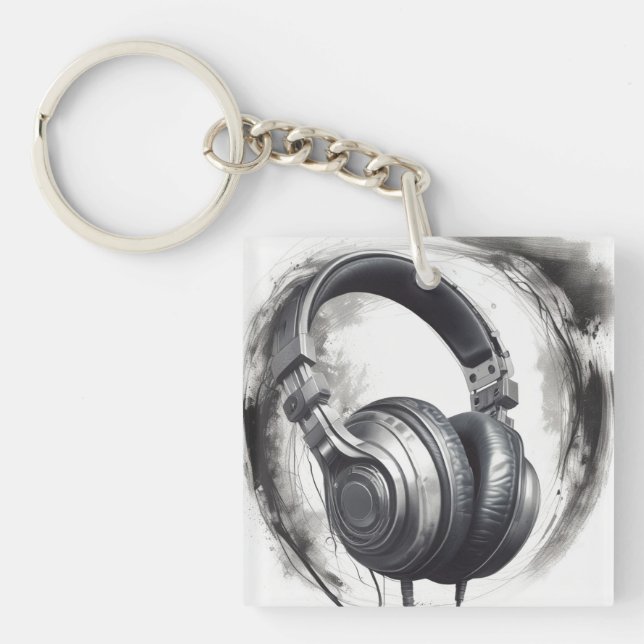 Headphone Artwork Music Lover Schlüsselanhänger (Vorderseite)