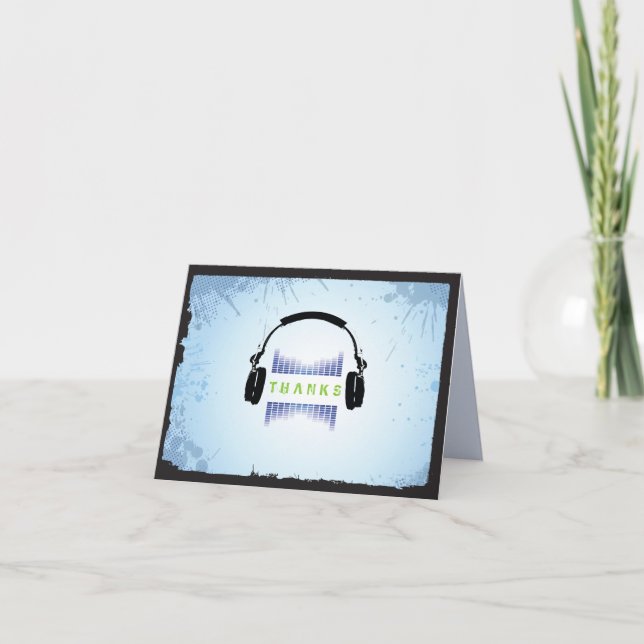 HEADPHONES Bar Bat Mitzvah Dankeschön Karte (Vorderseite)