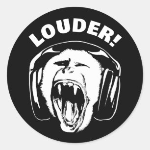 Headphones Monkey Loud Music Lover Runder Aufkleber