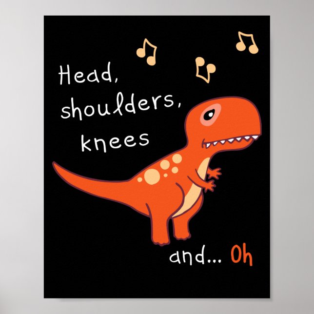 Heads Schulders Knees TRex Dinosaur Cartoon Spaß Poster (Vorne)