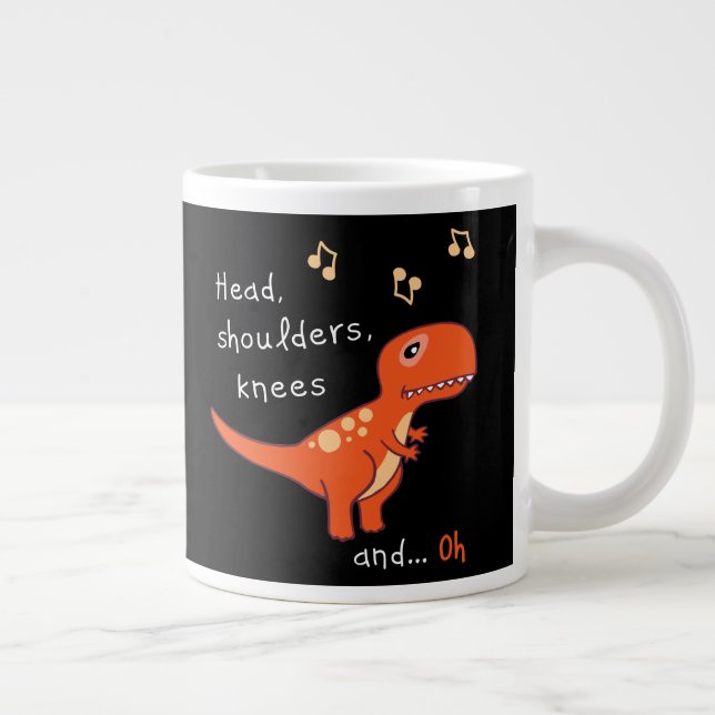 Heads Schulter Knees TRex Dinosaur Cartoon Spaß Jumbo-Tasse (Rechts)