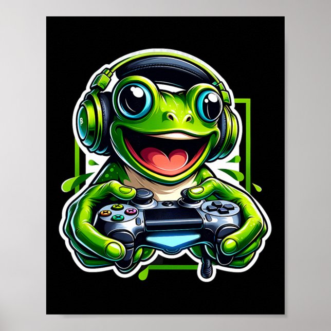 Headset Videospiel Frosch Gaming  Poster (Vorne)