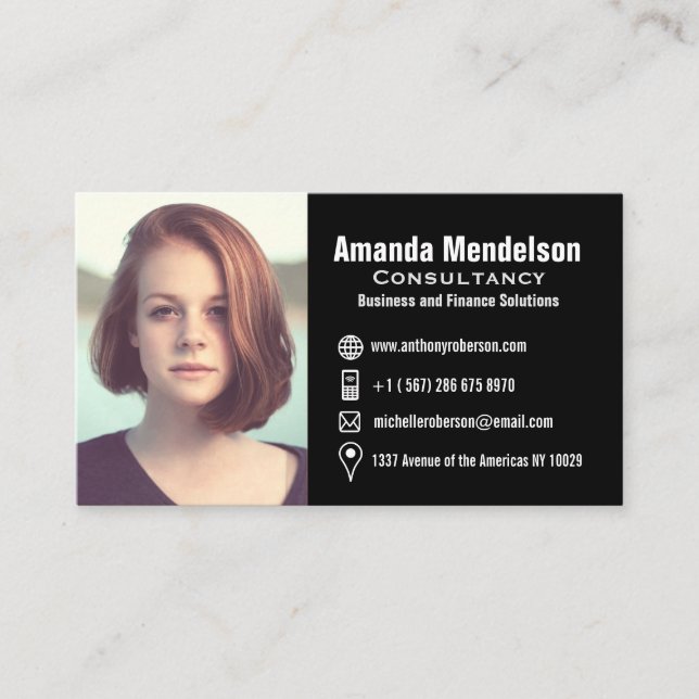 Headshot und Symbole Visitenkarte (Vorderseite)