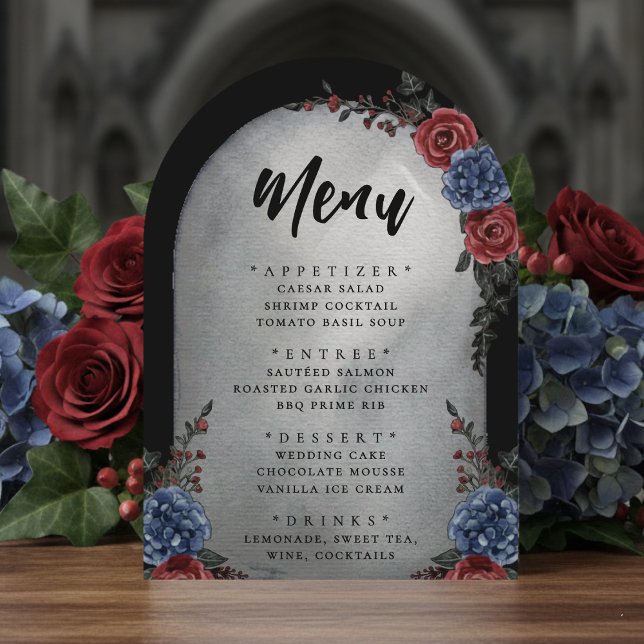 Headstone Floral Gothic Wedding Menu Einladung (Von Creator hochgeladen)