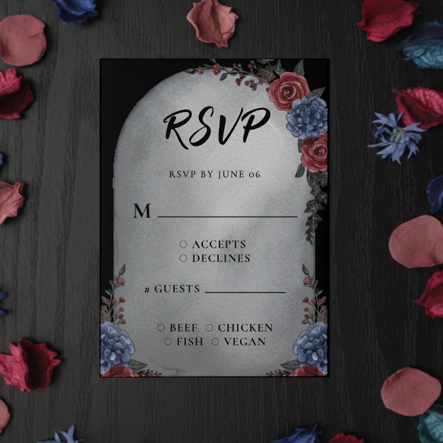Headstone Floral Gothic Wedding RSVP Karte (Headstone Floral Gothic Wedding RSVP
)