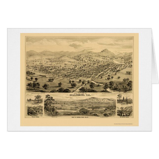 Healdsburg, carte panoramique de CA - 1876 (Devant horizontal)