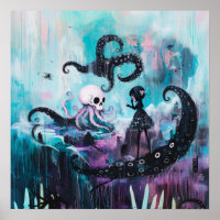 Healer Octopus Witchy Goth AI Art Matte Value