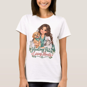 Healing Paws Caring Hearts Tierarzt T-Shirt