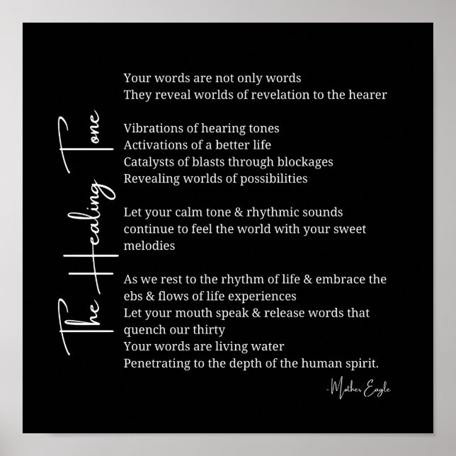 Healing Tone Sound Poem Poster Wand Art Dekoration (Vorne)