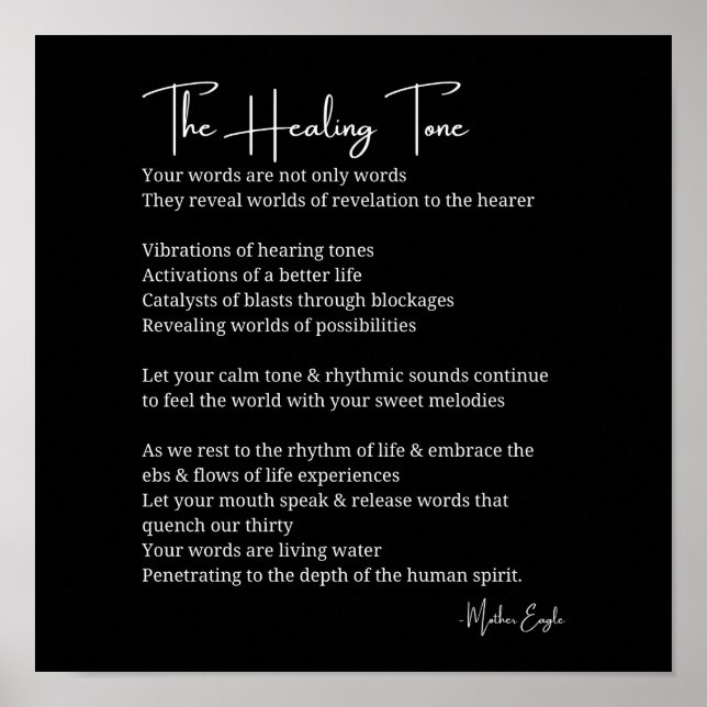 Healing Tone Sound Poem Poster Wand Art Dekoration (Vorne)