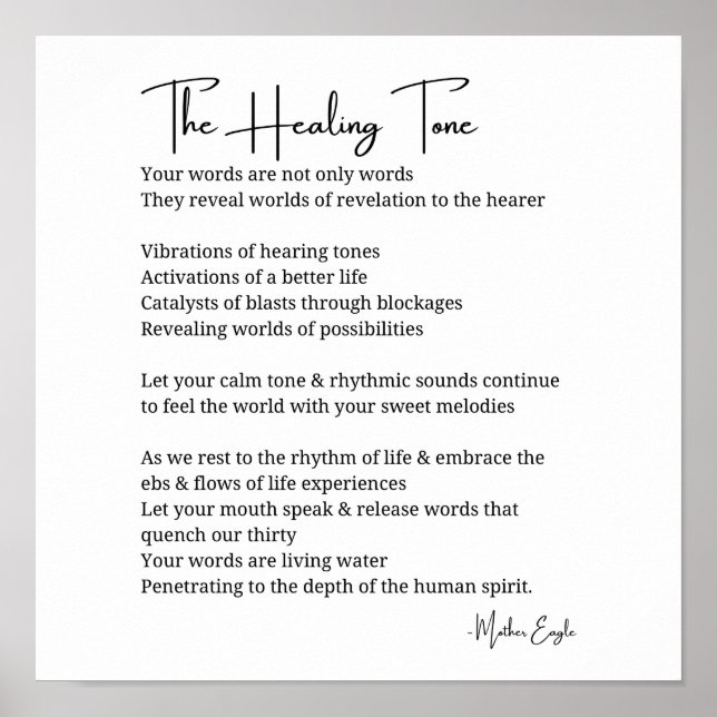 Healing Tone Sound Poem Poster Wand Art Dekoration (Vorne)