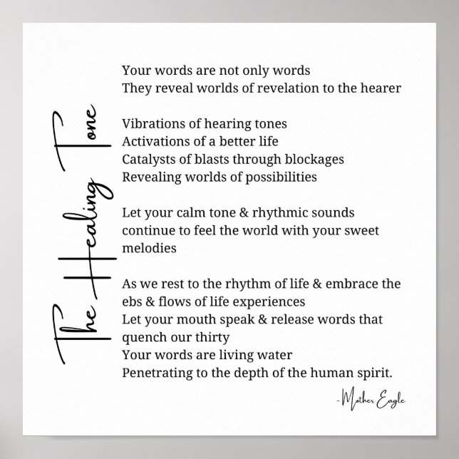 Healing Tone Sound Poem Poster Wand Art Dekoration (Vorne)