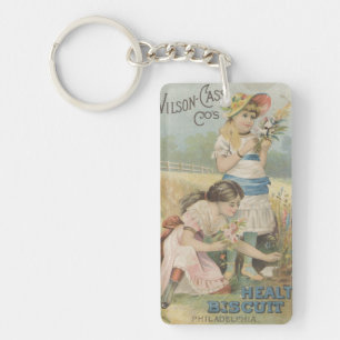 Health Biscuit Girls Picking Blume Ephemera Keyc Schlüsselanhänger