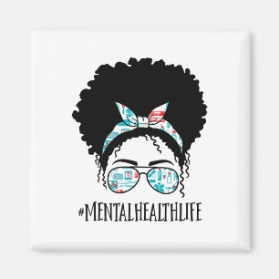 Health Black Afro Messy Bun Crew Afry American Magnet
