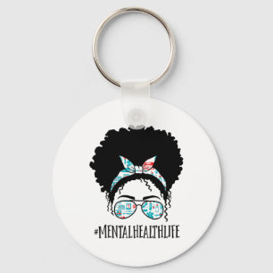 Health Black Afro Messy Bun Crew Afry American Schlüsselanhänger