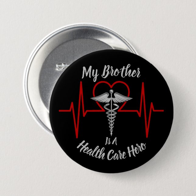 Health Care Hero Brother Button (Vorne & Hinten)