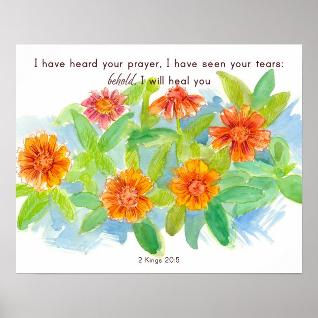 Health Christian Encouragement Scripture Marigolds Poster (Vorne)