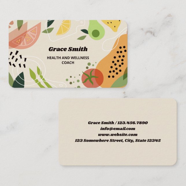 Health Coach Nutritionist Visitenkarte (Vorne/Hinten)