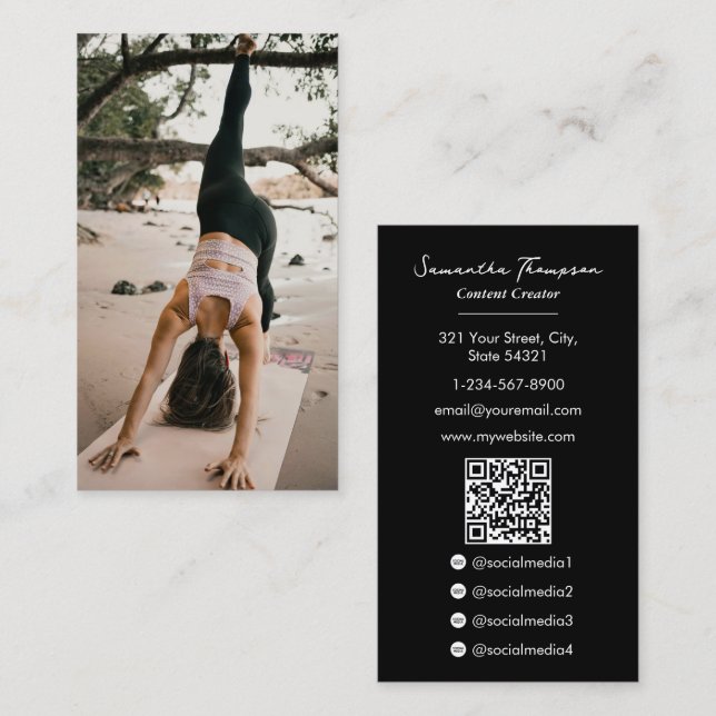 Health Wellness Blogger Content Creator Vollständi Visitenkarte (Vorne/Hinten)