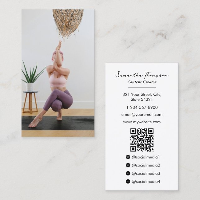 Health Wellness Influenza Content Creator Foto Visitenkarte (Vorne/Hinten)