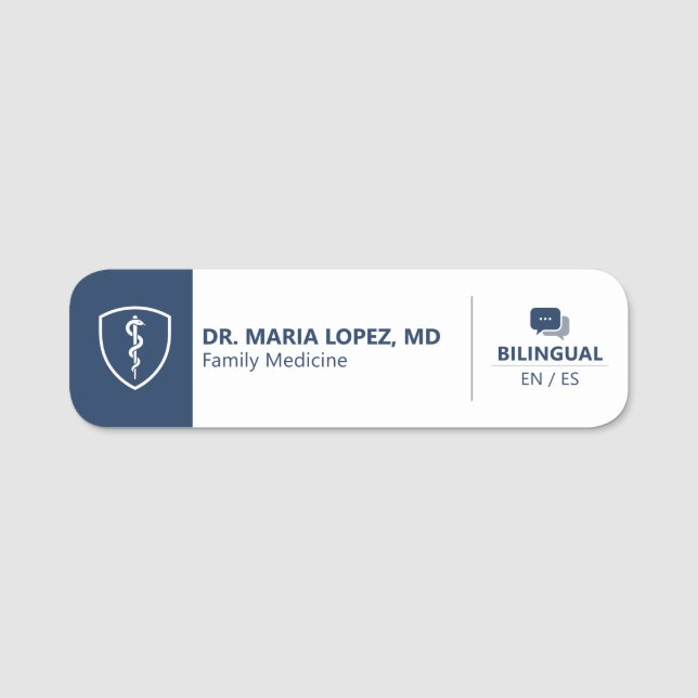 Healthcare Professional Bilingual Medical Modern Namensschild (Vorderseite)