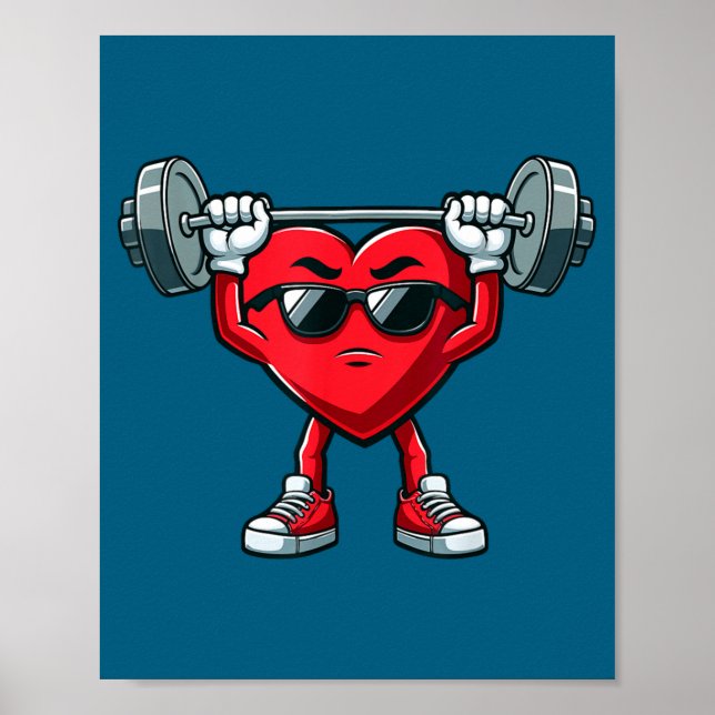 Healthy Heart Heart Disease Awareness Weightliftin Poster (Vorne)