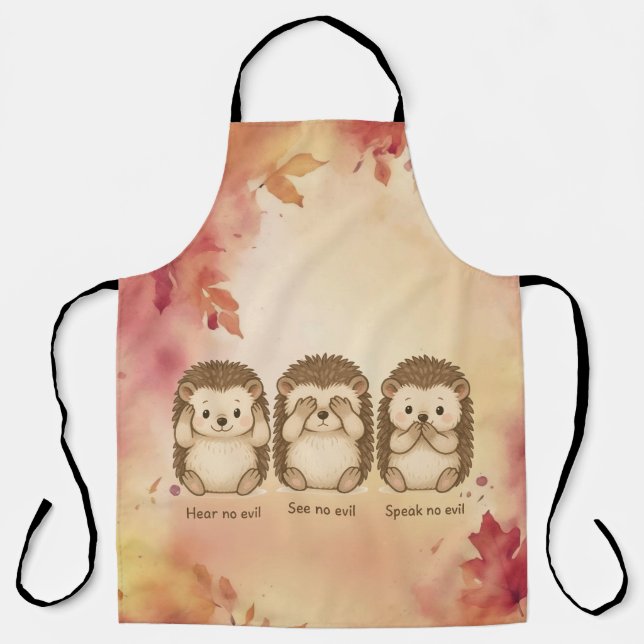 hear, see and speak no evil cute Hedgehogs Schürze (Vorderseite)
