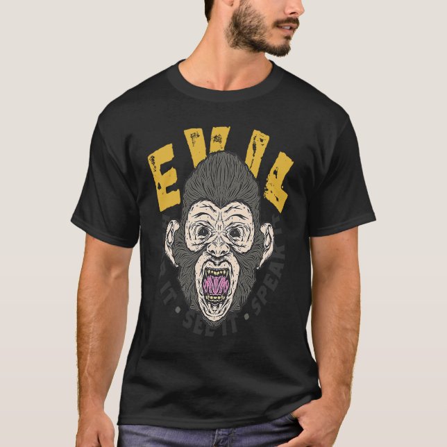 Hear, See, Speak Evil Chimp T-Shirt (Vorderseite)