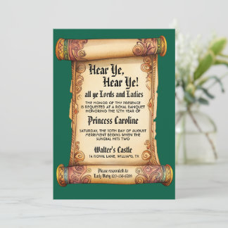 Hear Ye, Hear Ye! Medieval Royal Birthday Einladung