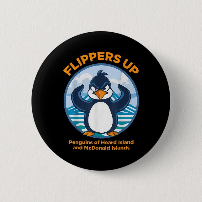 Heard Island Pinguin Protest gegen Tariff Flippe Button (Vorderseite)